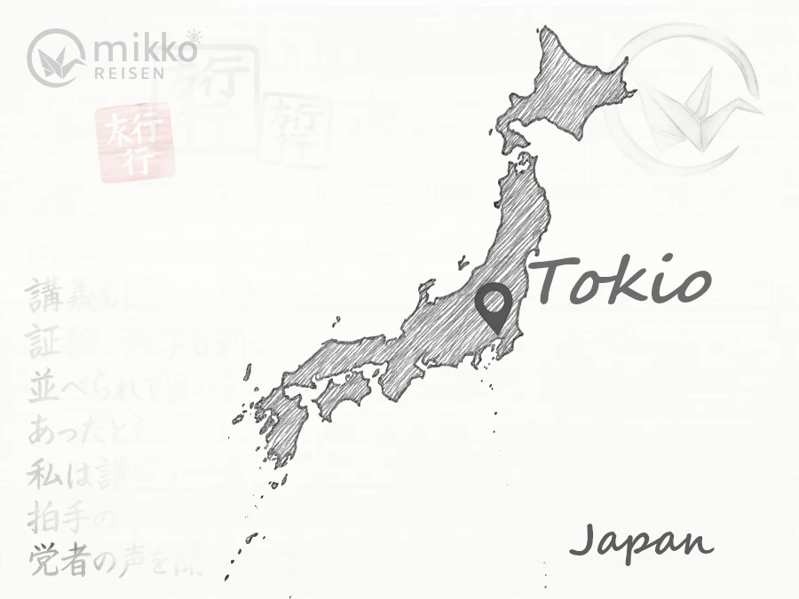 Als handgezeichnet illustierte Karte von Tokio, Japan